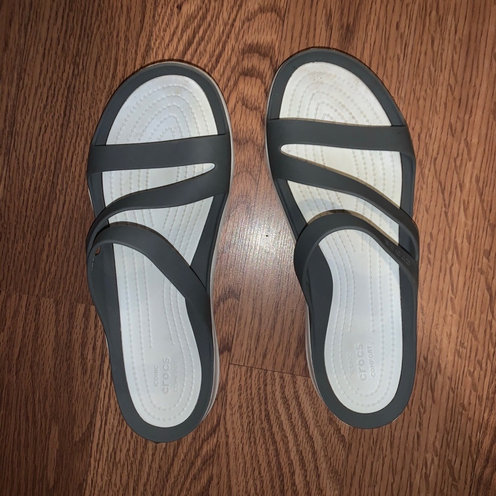 Gray Croc Sandals